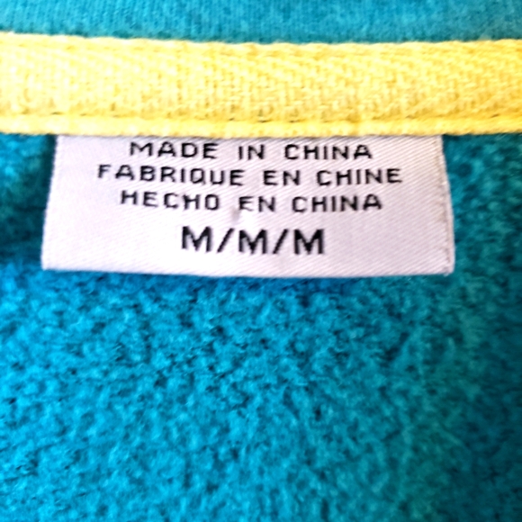 DC Zip Up Hoodie Turquoise Yellow Woman Size Medium EUC - Picture 12 of 12